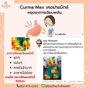 กรีนเคอมิน เคอม่าแม็กซ์ ขมิ้นชัน กรดไหลย้อน โรคกระเพาะ จุกเสียด แน่นท้อง อาหารไม่ย่อย ท้องอืด คลื่นไส้ จุกลิ้นปี่ แสบร้อนกลางอก