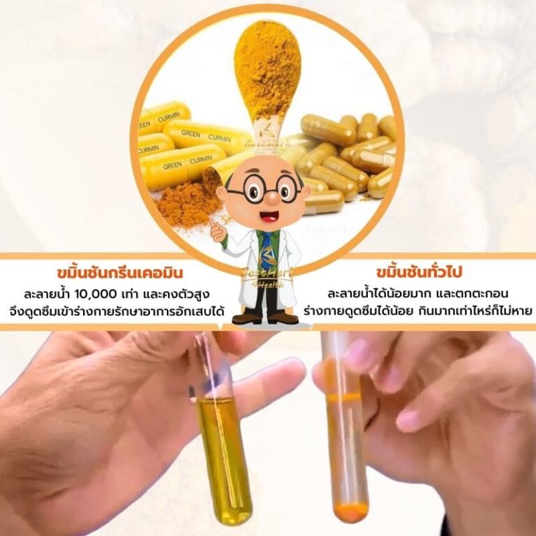 ขมิ้นชันสกัด ต่างจากขมิ้นชันทั่วไป ละลายน้ำ10000เท่า ดูดซึมไว คงตัวสูง
