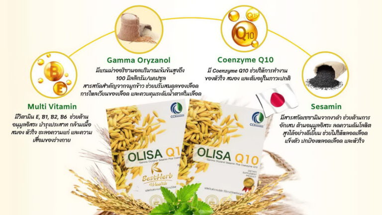 Olisa Q10 โอลิซ่าคิวเท็น ดูแลหลอดเลือดสมองตีบ โรคหัวใจ เบาหวาน ความดันโลหิตสูง ดูแลได้ด้วยสมุนไพรจากจมูกข้าว