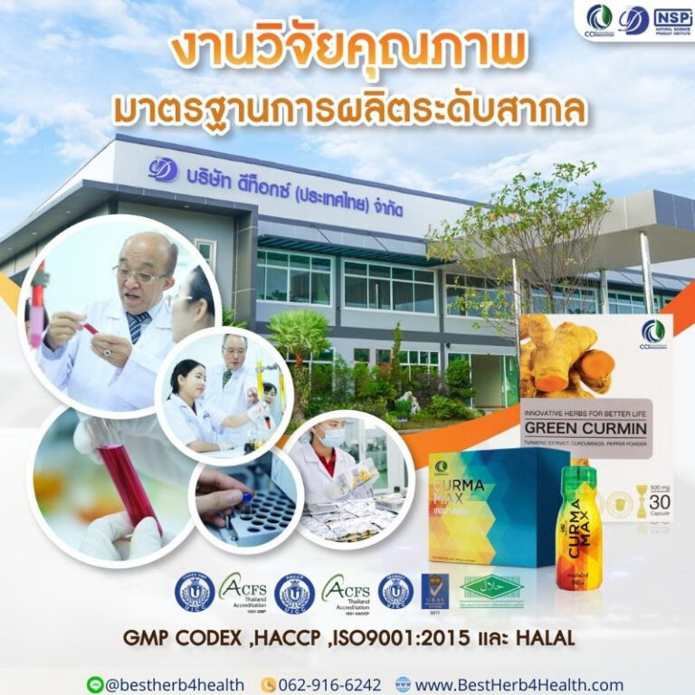 กรีนเคอมิน เคอม่าแม็กซ์ ขมิ้นชันสกัด งานวิจัยคุณภาพ มาตรฐานการผลิตระดับสากล