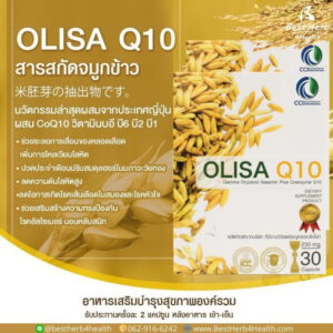 Olisa q10 โอลิซาคิวเท็น นวัตกรรมสารสกัดจมูกข้าว จากประเทศญี่ปุ่น ชะลอความเสื่อมของหลอดเลือด ลดความดันโลหิตสูง นอนหลับสนิท